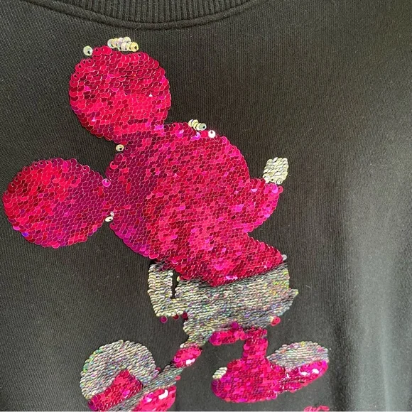 Walt Disney World Sequined Mickey Lightweight Sweatshirt. Black/ Hot Pink. XS - Picture 9 of 14